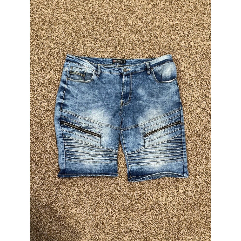 Southpole Mens Denim Slim Shorts Medium Wash Size 38 Used In Good Condition